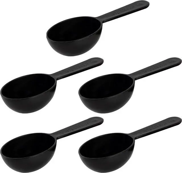 Main image of Framendino, 5 Pack Plastic Coffee Measuring Spoons Short Handle Scoops for Tea Sugar Cereal Milk Powder Spices Black 7g