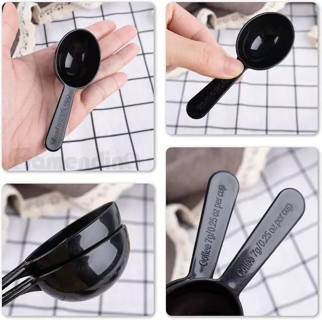 Alt view image 3 of 7 - Framendino, 5 Pack Plastic Coffee Measuring Spoons Short Handle Scoops for Tea Sugar Cereal Milk Powder Spices Black 7g