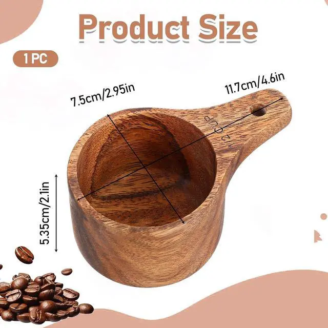 Alt view image 2 of 7 - 1/2 Wooden Measure Cups and Measuring Spoon Kit 1/2 Cup Wooden Scoop for Cooking Milk Coffee Baking Tea Milk Powder Spice (1 PCS)
