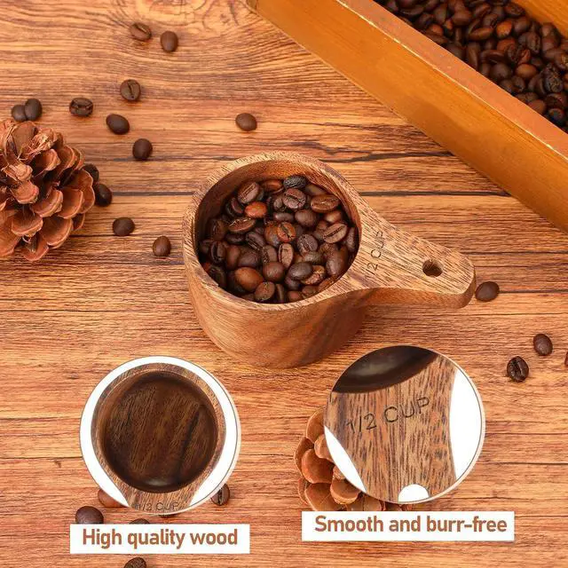 Alt view image 3 of 7 - 1/2 Wooden Measure Cups and Measuring Spoon Kit 1/2 Cup Wooden Scoop for Cooking Milk Coffee Baking Tea Milk Powder Spice (1 PCS)