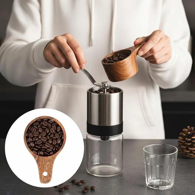 Alt view image 4 of 7 - 1/2 Wooden Measure Cups and Measuring Spoon Kit 1/2 Cup Wooden Scoop for Cooking Milk Coffee Baking Tea Milk Powder Spice (1 PCS)