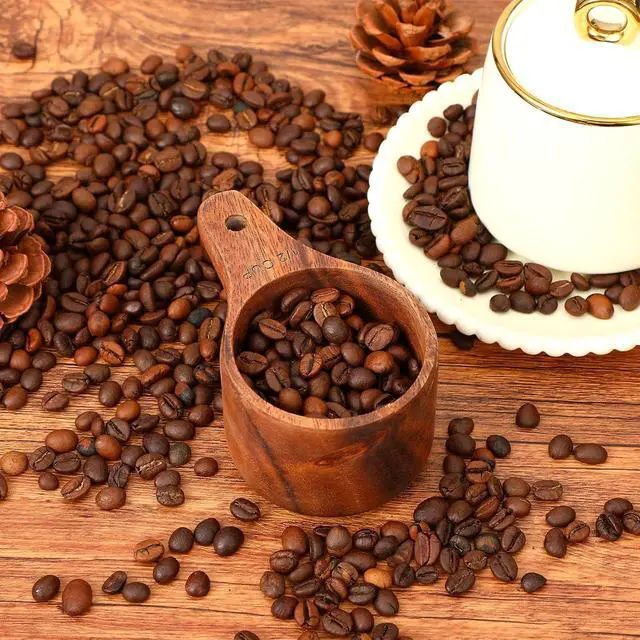 Alt view image 5 of 7 - 1/2 Wooden Measure Cups and Measuring Spoon Kit 1/2 Cup Wooden Scoop for Cooking Milk Coffee Baking Tea Milk Powder Spice (1 PCS)