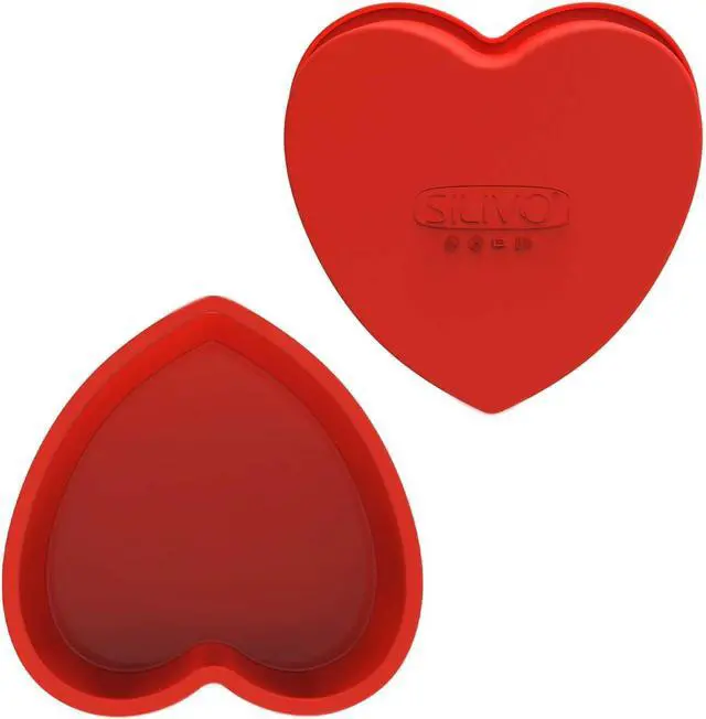 Main image of 8 inch Heart Shaped Cake Pans, 2 Pack Nonstick Silicone Heart Cake Pans