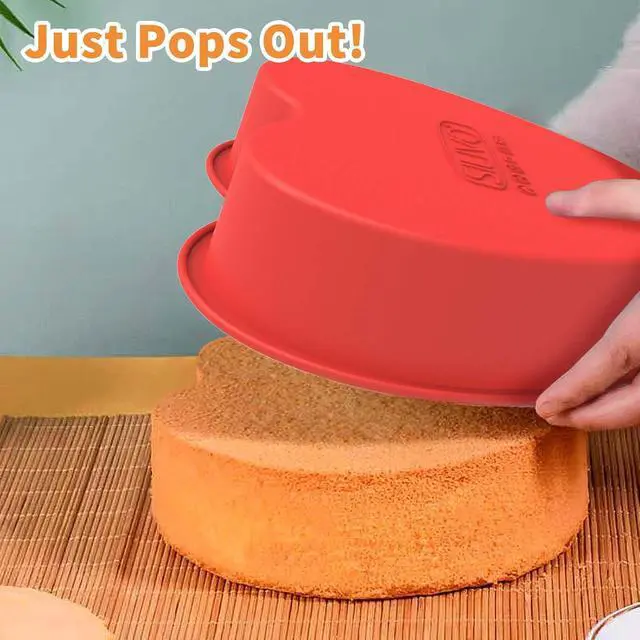 Alt view image 2 of 5 - 8 inch Heart Shaped Cake Pans, 2 Pack Nonstick Silicone Heart Cake Pans