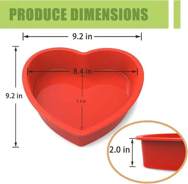 Alt view image 3 of 5 - 8 inch Heart Shaped Cake Pans, 2 Pack Nonstick Silicone Heart Cake Pans