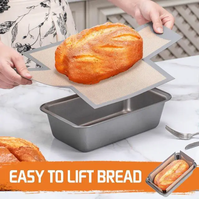 Alt view image 2 of 6 - 2 pack Silicone Bread Loaf Pan Liners, Nonstick and Reusable Bread pan Mat. Loaf pan liners for baking bread 9x5,Silicone bread sling for loaf pan
