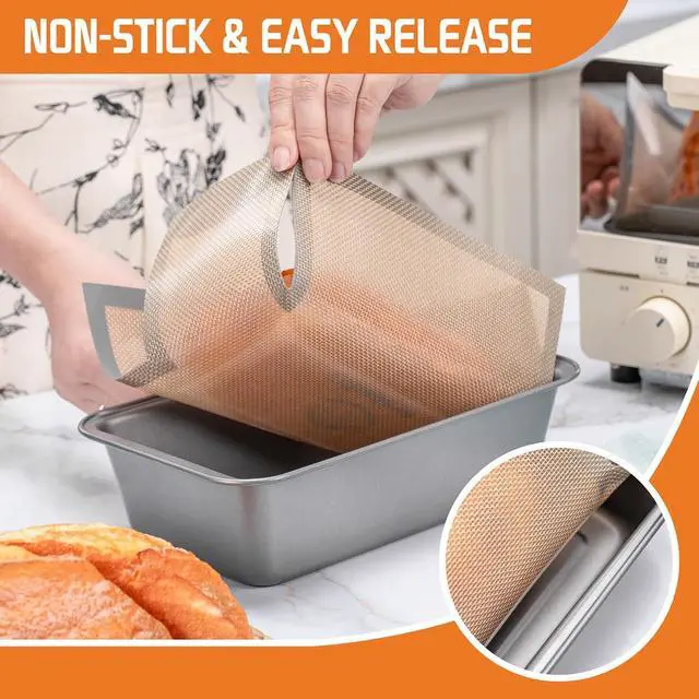 Alt view image 3 of 6 - 2 pack Silicone Bread Loaf Pan Liners, Nonstick and Reusable Bread pan Mat. Loaf pan liners for baking bread 9x5,Silicone bread sling for loaf pan