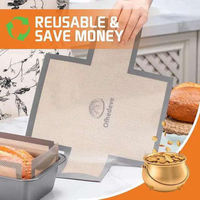 Alt view image 5 of 6 - 2 pack Silicone Bread Loaf Pan Liners, Nonstick and Reusable Bread pan Mat. Loaf pan liners for baking bread 9x5,Silicone bread sling for loaf pan