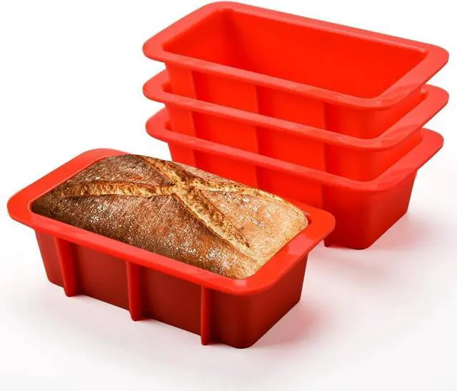 Main image of Silicone Mini Bread Loaf Pans for Baking, Small Loaf Pan Set of 4, 2.7x5.4 Inch Nonstick Bread Silicone Molds for Toast, Brownie, Loaf, Cake, Soaps