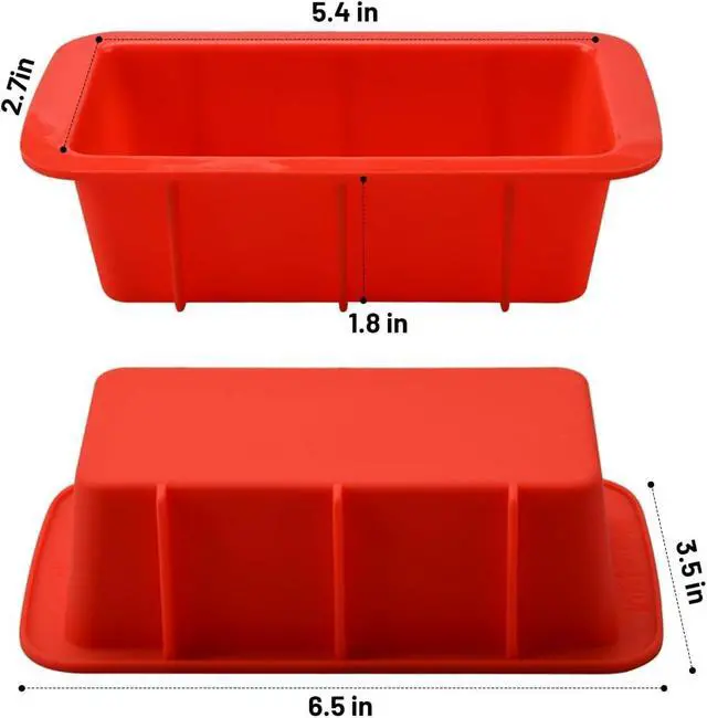 Alt view image 2 of 6 - Silicone Mini Bread Loaf Pans for Baking, Small Loaf Pan Set of 4, 2.7x5.4 Inch Nonstick Bread Silicone Molds for Toast, Brownie, Loaf, Cake, Soaps
