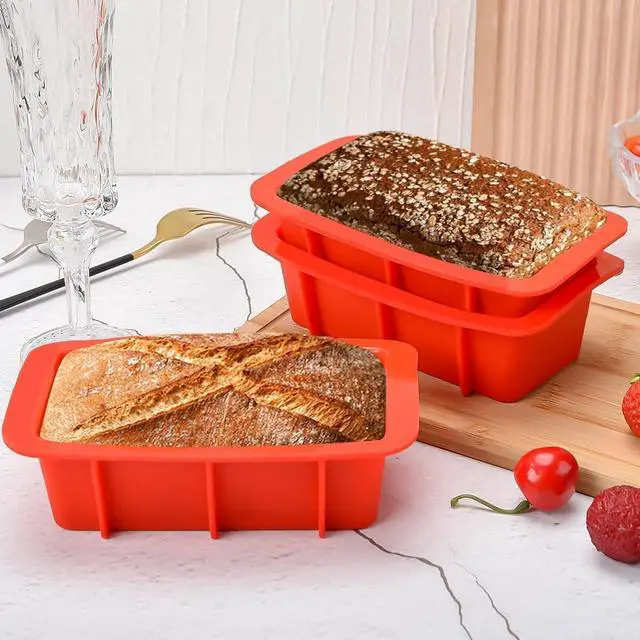 Alt view image 3 of 6 - Silicone Mini Bread Loaf Pans for Baking, Small Loaf Pan Set of 4, 2.7x5.4 Inch Nonstick Bread Silicone Molds for Toast, Brownie, Loaf, Cake, Soaps