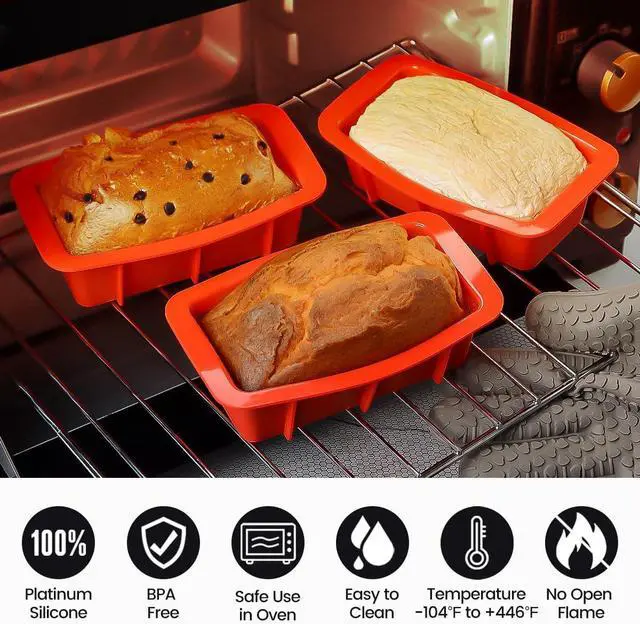 Alt view image 5 of 6 - Silicone Mini Bread Loaf Pans for Baking, Small Loaf Pan Set of 4, 2.7x5.4 Inch Nonstick Bread Silicone Molds for Toast, Brownie, Loaf, Cake, Soaps