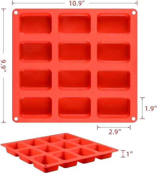Alt view image 3 of 7 - Silicone Mini Loaf pan, Mini Bread Pan Brownie Pan, 12 Cavities Nonstick Food Grade Silicone Mold for Baking Bread, Brownie, Cornbread, Cheesecake and Chocolate (1 Pack)