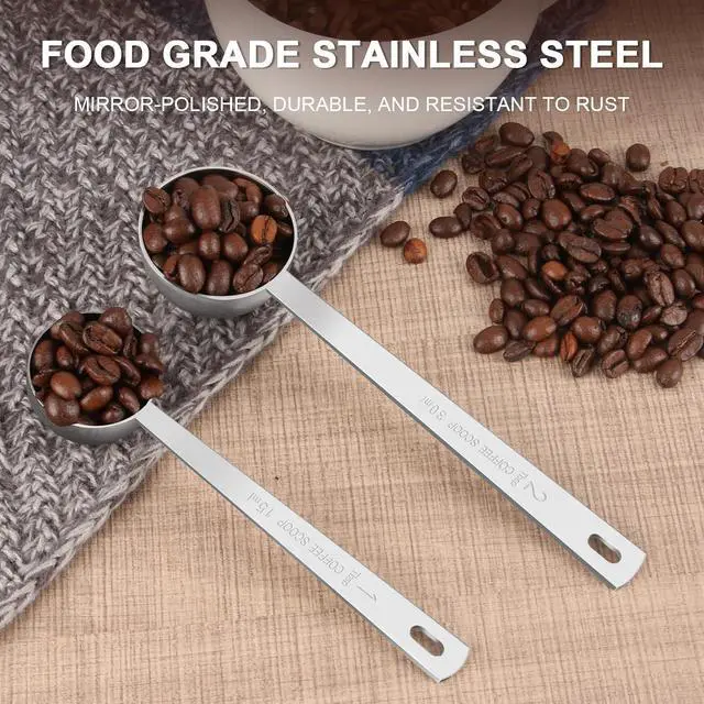 Alt view image 6 of 7 - 2 Pack Coffee Scoop, 1&2 Tbsp, Long Handle, 304 Stainless