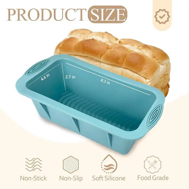 Alt view image 4 of 7 - Koolstuffs Silicone Bread Loaf Pan, 2 PCS Rectangular Non-Stick Baking Mold Pans for Oven, Bread, Cake, Easy Release