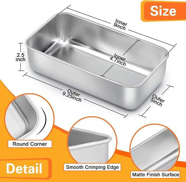 Alt view image 2 of 7 - E-far Loaf Pan for Baking Bread, 9 x 5 Inch Stainless Steel Bread Pan