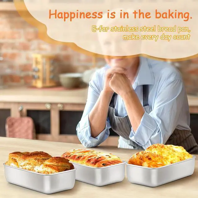 Alt view image 7 of 7 - E-far Loaf Pan for Baking Bread, 9 x 5 Inch Stainless Steel Bread Pan