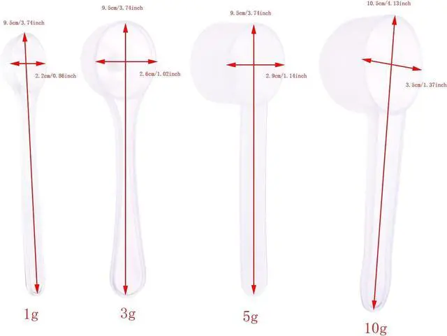 Alt view image 2 of 7 - ONLYKXY 4pcs Clear Long Handle Plastic Measuring Spoons Coffee Protein Milk Powder Scoops Spoon Kitchen Tools (1g/3g/5g/10g)