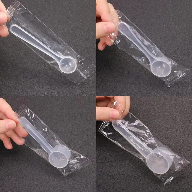 Alt view image 7 of 7 - ONLYKXY 4pcs Clear Long Handle Plastic Measuring Spoons Coffee Protein Milk Powder Scoops Spoon Kitchen Tools (1g/3g/5g/10g)