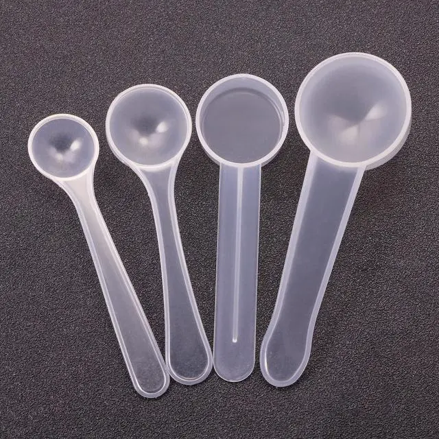 Alt view image 3 of 7 - ONLYKXY 4pcs Clear Long Handle Plastic Measuring Spoons Coffee Protein Milk Powder Scoops Spoon Kitchen Tools (1g/3g/5g/10g)