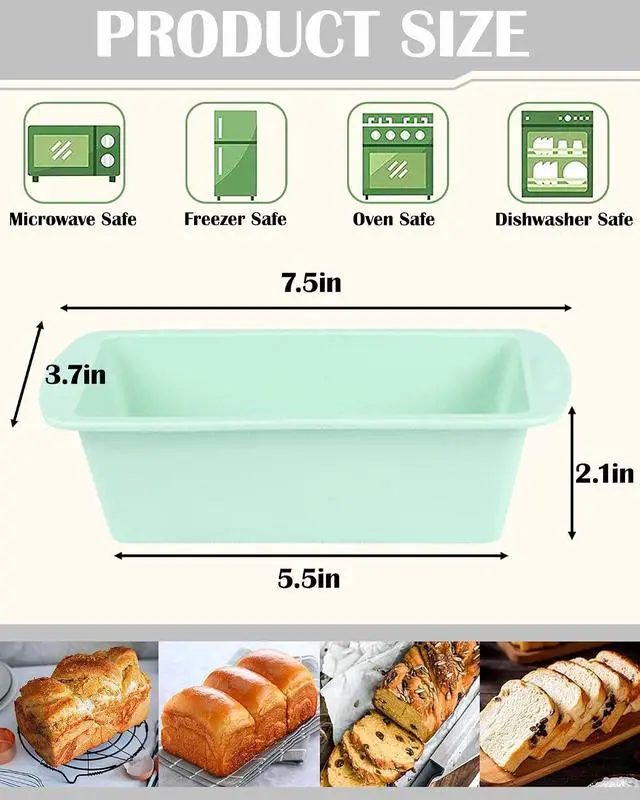 Alt view image 2 of 7 - Mini Silicone Bread Loaf Pan, Non-Stick Bread Pans for Baking,Flexible Silicone Baking Molds for Bread, Cake, Meatloaf Size: 7.5''L x 3.7''W x 2.1''H (4PCS-Red+Green+White+Purple)