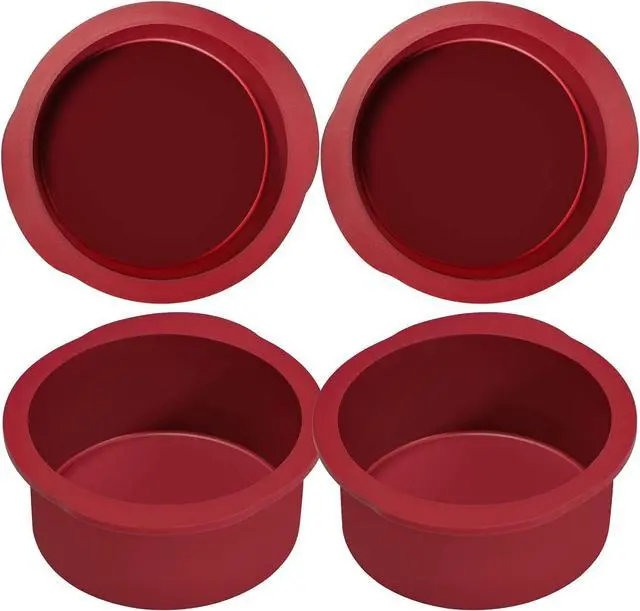 Main image of Nalchios 4 Inch Silicone Round Cake Pans Set of 4, Non-stick Easy Releasing Mini Cake & Pizza Pans, Flexible BPA Free Silicone Baking Mold for Layer, Mini & Cheese Cake