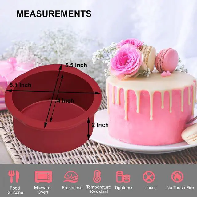 Alt view image 3 of 7 - Nalchios 4 Inch Silicone Round Cake Pans Set of 4, Non-stick Easy Releasing Mini Cake & Pizza Pans, Flexible BPA Free Silicone Baking Mold for Layer, Mini & Cheese Cake