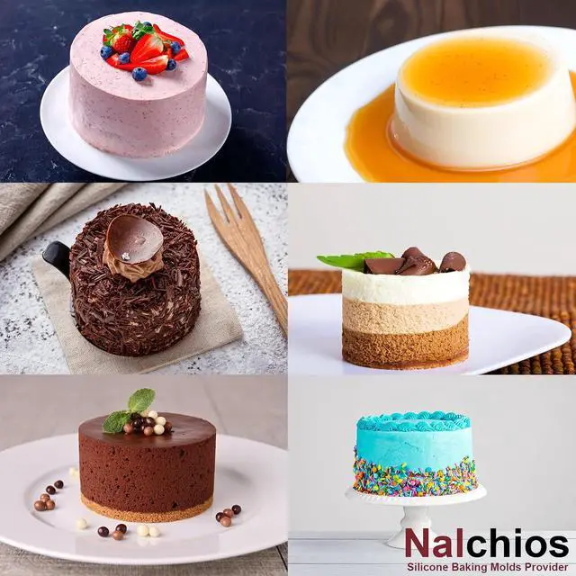 Alt view image 7 of 7 - Nalchios 4 Inch Silicone Round Cake Pans Set of 4, Non-stick Easy Releasing Mini Cake & Pizza Pans, Flexible BPA Free Silicone Baking Mold for Layer, Mini & Cheese Cake
