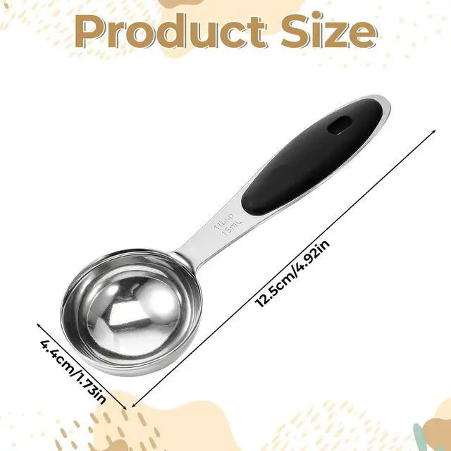 Alt view image 2 of 7 - 1PCS 1 Tbsp(3tsp, 15ml, 1/2oz), Tablespoon Measuring Spoons Coffee Scoop With Black Silicone Grip, Stainless Steel Measure for Coffee Pet Food Grains Dry Goods, Short Handle Fits Into