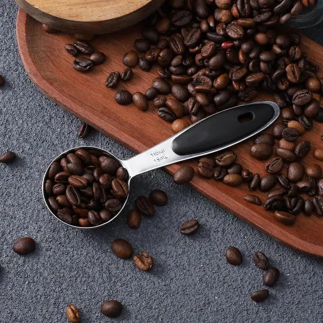 Alt view image 3 of 7 - 1PCS 1 Tbsp(3tsp, 15ml, 1/2oz), Tablespoon Measuring Spoons Coffee Scoop With Black Silicone Grip, Stainless Steel Measure for Coffee Pet Food Grains Dry Goods, Short Handle Fits Into