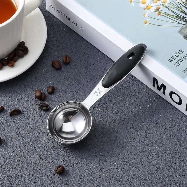 Alt view image 7 of 7 - 1PCS 1 Tbsp(3tsp, 15ml, 1/2oz), Tablespoon Measuring Spoons Coffee Scoop With Black Silicone Grip, Stainless Steel Measure for Coffee Pet Food Grains Dry Goods, Short Handle Fits Into