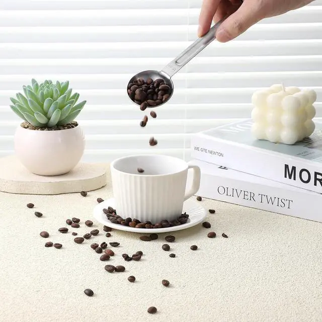 Alt view image 7 of 7 - Double Sided Measuring Spoon Stainless Steel Coffee Scoop Teaspoon Measuring Spoon 1 Tsp (5ml) & 1 Tbsp (15ml) Dual-Measure Long-Handle Spoons Coffee Measurings Spoons (Sliver)