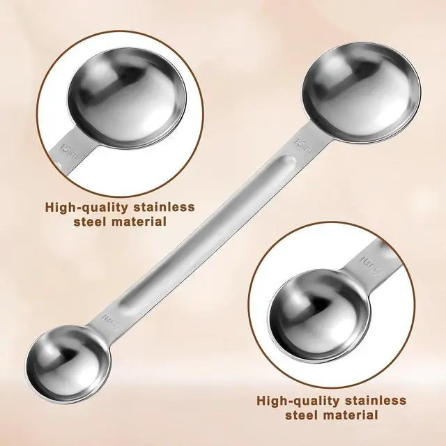 Alt view image 3 of 7 - Double Sided Measuring Spoon Stainless Steel Coffee Scoop Teaspoon Measuring Spoon 1 Tsp (5ml) & 1 Tbsp (15ml) Dual-Measure Long-Handle Spoons Coffee Measurings Spoons (Sliver)