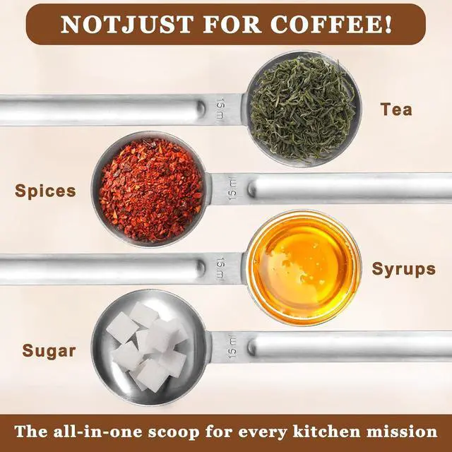 Alt view image 5 of 7 - Double Sided Measuring Spoon Stainless Steel Coffee Scoop Teaspoon Measuring Spoon 1 Tsp (5ml) & 1 Tbsp (15ml) Dual-Measure Long-Handle Spoons Coffee Measurings Spoons (Sliver)