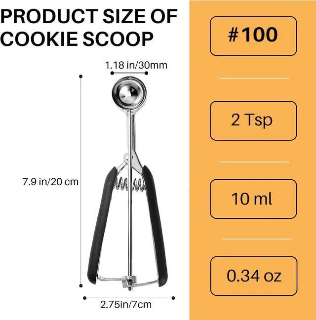 Alt view image 2 of 7 - JUNADAEL J Mini Cookie Scoop #100, 2 Teaspoons/ 10 ml (1/3 oz) Cookie Dough Scoop, Cookie Scoops for Baking, Comfortable Grip, Non-Slip
