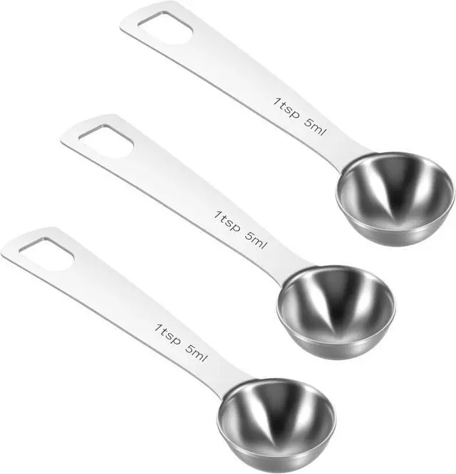 Main image of 3 Pcs Single Measuring Spoon, 1 Tsp (1/3tbsp, 5ml) Scoop Teaspoon