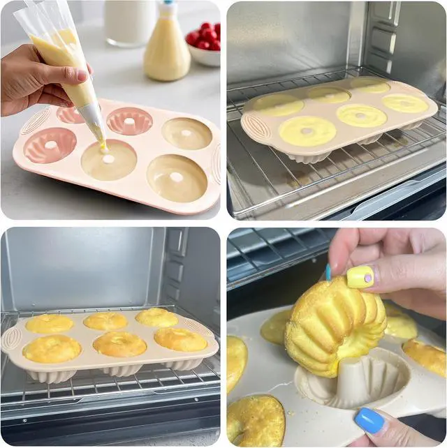 Alt view image 3 of 7 - UOUYOO 2 Pcs silicone cake pan nonstick mini pans