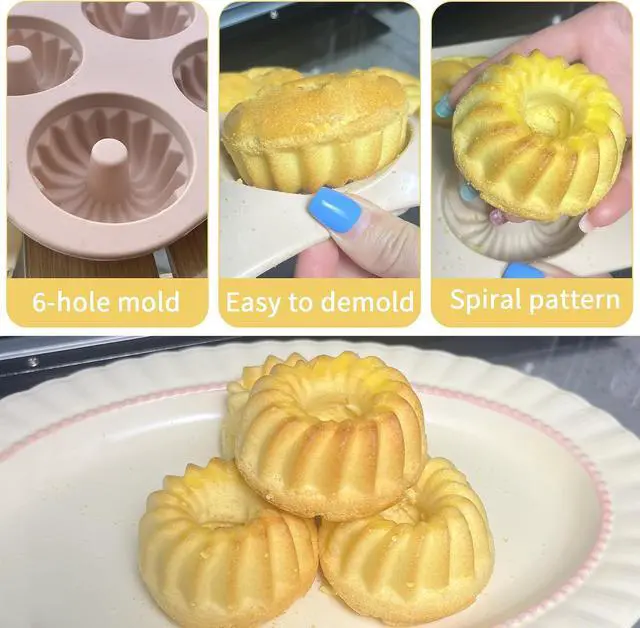 Alt view image 4 of 7 - UOUYOO 2 Pcs silicone cake pan nonstick mini pans