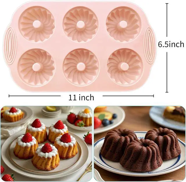 Alt view image 5 of 7 - UOUYOO 2 Pcs silicone cake pan nonstick mini pans