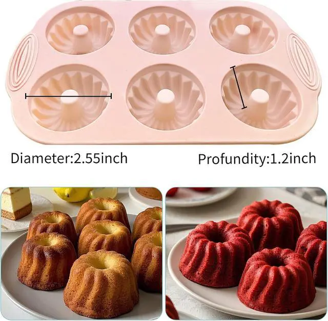 Alt view image 6 of 7 - UOUYOO 2 Pcs silicone cake pan nonstick mini pans