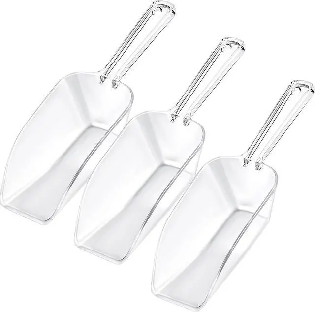 Main image of 3 Pcs Clear Plastic Ice Scoop Set, Small Acrylic Serving Scoops For Candy Buffet, Canisters, Dry Goods Multi-Purpose Kitchen Food Scoop For Coffee, Tea, Flour, Wedding Desserts (7.8 Inch Long)