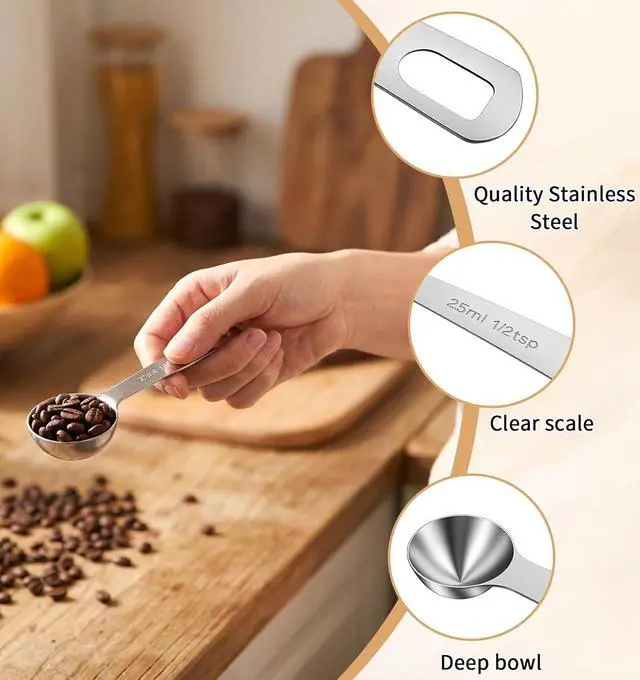 Alt view image 3 of 7 - 1/2 Teaspoon Measuring Spoons, 2 PCS Stainless Steel 1/2 Teaspoon Scoop for Kitchen Ingredients, Short Handle Silver (5ml, Z12 X 3.1 In)