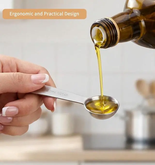 Alt view image 5 of 7 - 1/2 Teaspoon Measuring Spoons, 2 PCS Stainless Steel 1/2 Teaspoon Scoop for Kitchen Ingredients, Short Handle Silver (5ml, Z12 X 3.1 In)