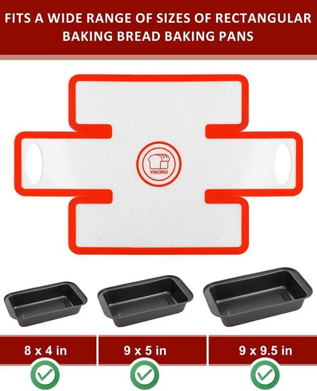 Alt view image 3 of 7 - Silicone Loaf Pan Liners, Upgraded Leak-Proof Folded Edge Design, 2 Pack Non-Stick Reusable Baking Liners Fits 8x5 Inch & 9x5 Inch or 9.5x5 Inch Loaf Pans
