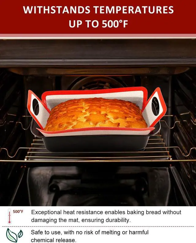 Alt view image 7 of 7 - Silicone Loaf Pan Liners, Upgraded Leak-Proof Folded Edge Design, 2 Pack Non-Stick Reusable Baking Liners Fits 8x5 Inch & 9x5 Inch or 9.5x5 Inch Loaf Pans
