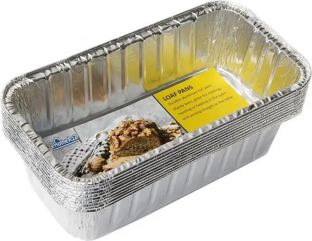Main image of Disposable Aluminum Loaf Pans 2lb for Baking, Serving and Storing - Heat Resistant Disposable Bread Loaf Pan Ideal for Hot/Cold Foods, Freezer & Oven Safe (10 Pack)