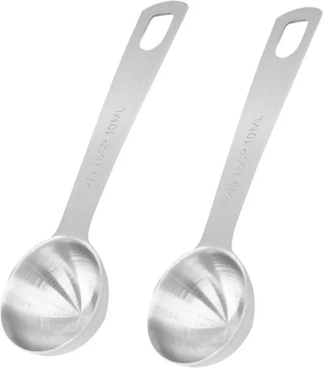 Main image of 2Pcs Stainless Steel Measuring Spoons, 2/3 Tbsp | 2 Tsp | 10 mL