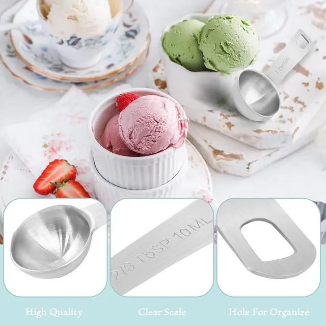 Alt view image 2 of 7 - 2Pcs Stainless Steel Measuring Spoons, 2/3 Tbsp | 2 Tsp | 10 mL