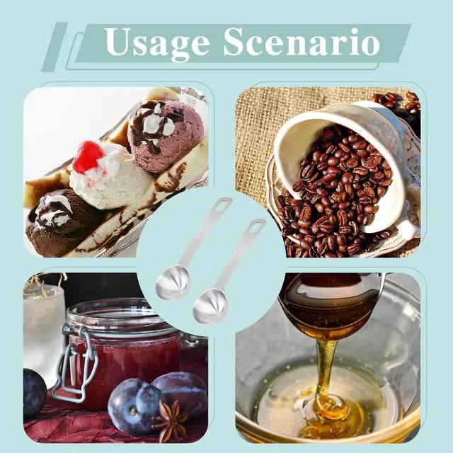 Alt view image 6 of 7 - 2Pcs Stainless Steel Measuring Spoons, 2/3 Tbsp | 2 Tsp | 10 mL