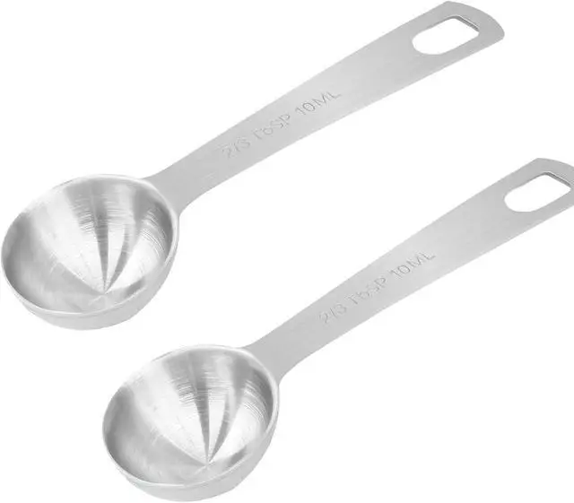 Alt view image 7 of 7 - 2Pcs Stainless Steel Measuring Spoons, 2/3 Tbsp | 2 Tsp | 10 mL